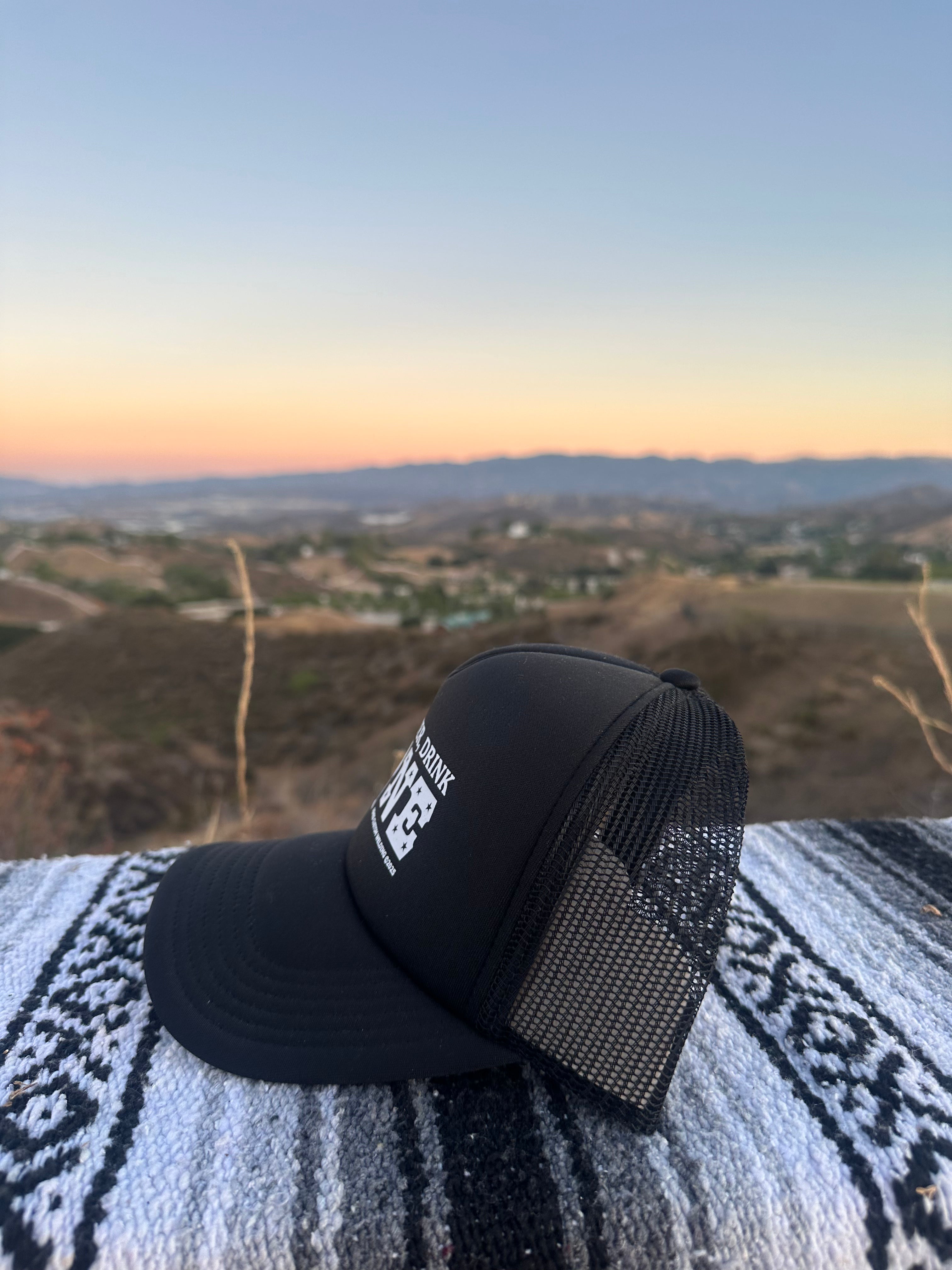 "Save Water Drink Wine" Trucker Hat Black